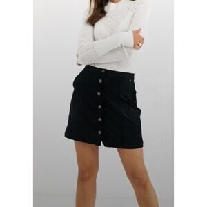 Abercrombie Fitch Faux Suede Button Front Mini Skirt Black Womens Size Small New